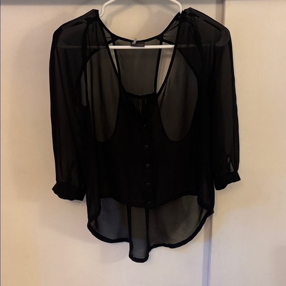 Sparkle & Fade Black Sheer Blouse